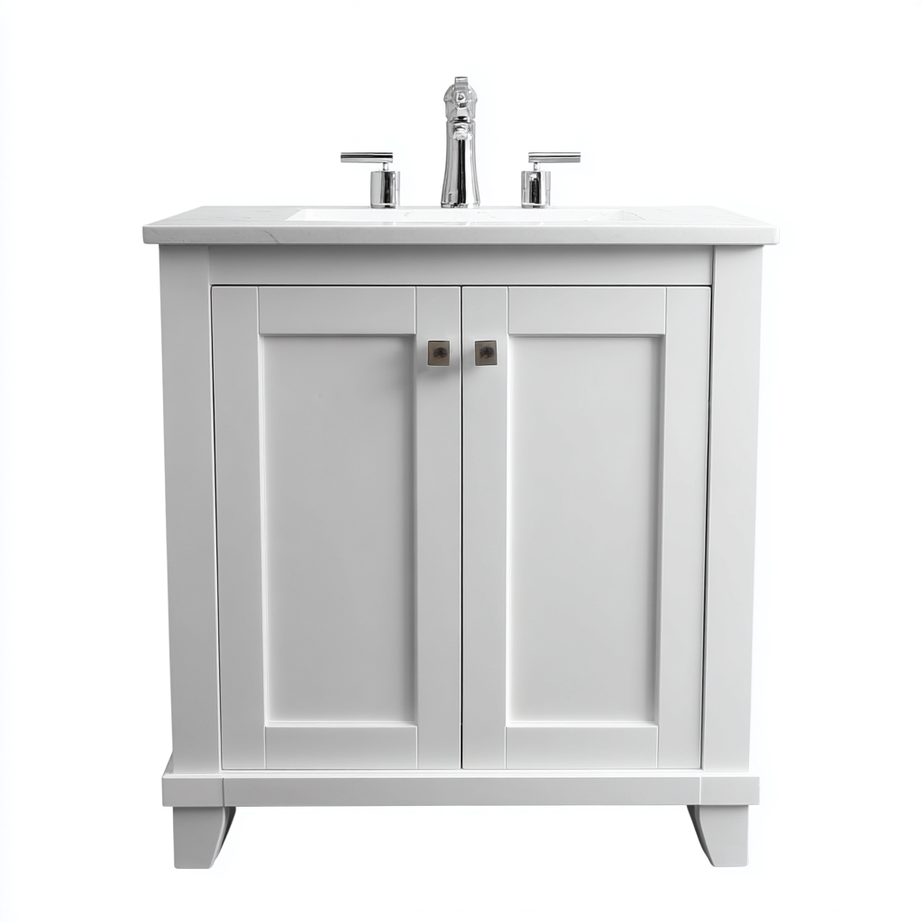 Meuble vasque en bois 80x45x85 cm - blanc - design classique - adapté pour salle de bain-Warmthovae