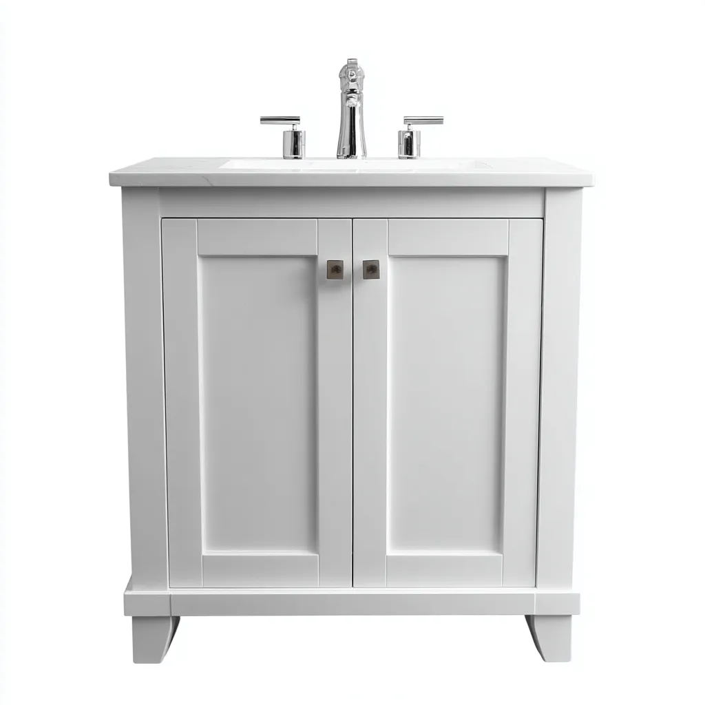 Meuble vasque en bois 80x45x85 cm - blanc - design classique - adapté pour salle de bain-Warmthovae