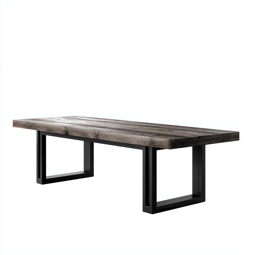Table à manger en bois et métal 180x90x75 cm - gris foncé-noir - style industriel - adaptée pour salle à manger-Warmthovae