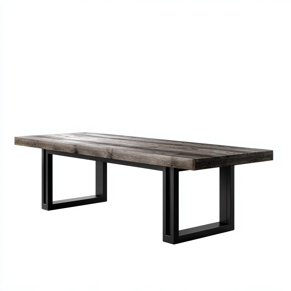 Table à manger en bois et métal 180x90x75 cm - gris foncé-noir - style industriel - adaptée pour salle à manger-Warmthovae