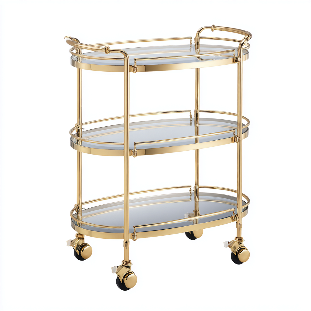 Dessertes et chariots métal-verre 60x35x85 cm - or - style moderne - adapté à la cuisine-Warmthovae