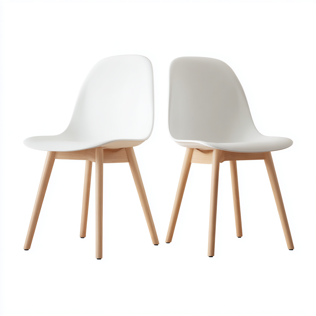 Chaise de salle à manger - plastique-bois - 48x54x83 cm - blanc - adaptée à la salle à manger - design scandinave-Warmthovae