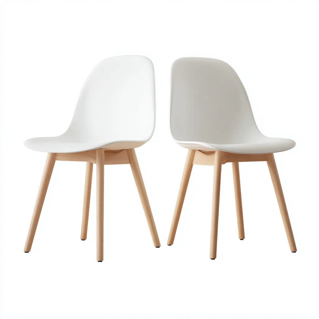 Chaise de salle à manger - plastique-bois - 48x54x83 cm - blanc - adaptée à la salle à manger - design scandinave-Warmthovae