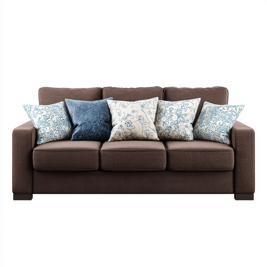 Canapé droit en tissu 200x90x95 cm - marron - style moderne - pour salon-Warmthovae