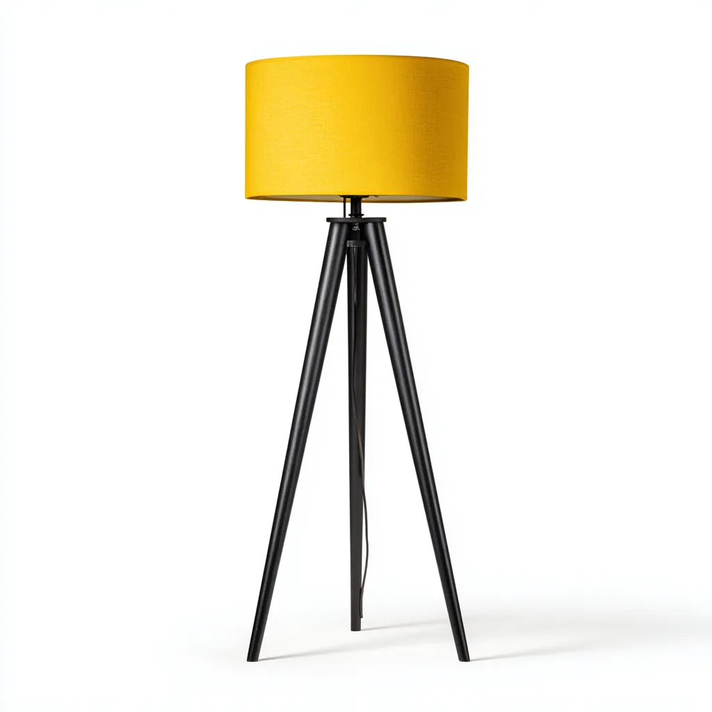 Lampadaire en métal et tissu 45x45x155 cm - jaune - adapté au salon - style moderne-Warmthovae