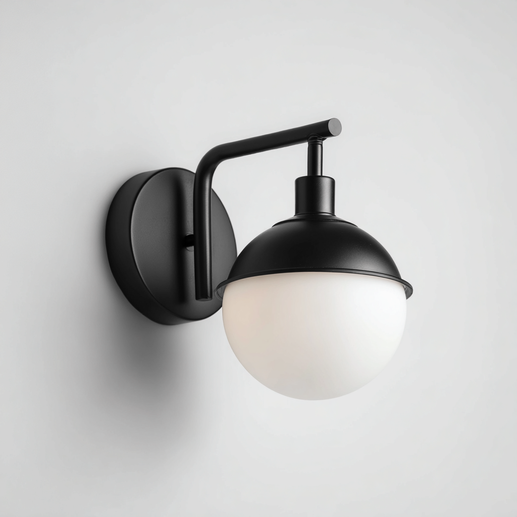 Applique murale métal-verre 18x16x24 cm - noir-blanc - style moderne - adaptée pour salon-chambre-Warmthovae