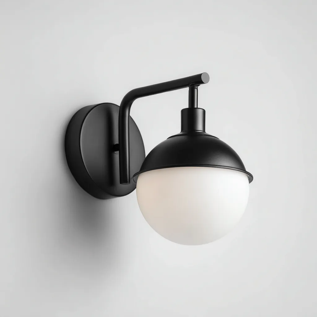 Applique murale métal-verre 18x16x24 cm - noir-blanc - style moderne - adaptée pour salon-chambre-Warmthovae