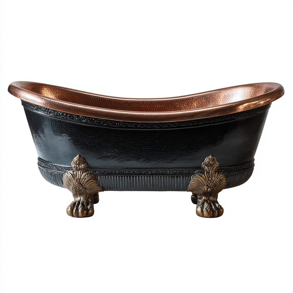 Baignoire cuivre - 160x70x60 cm - noir-cuivre - design classique - adaptée à la salle de bain-Warmthovae