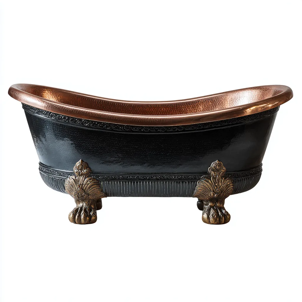 Baignoire cuivre - 160x70x60 cm - noir-cuivre - design classique - adaptée à la salle de bain-Warmthovae