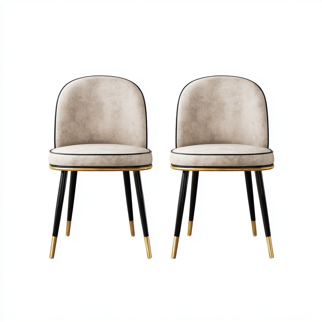 Chaise de salle à manger - tissu-métal - 48x52x84 cm - beige-noir - adaptée à la salle à manger - design moderne-Warmthovae