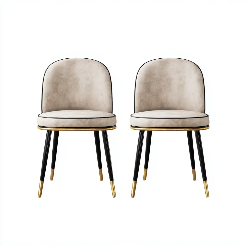 Chaise de salle à manger - tissu-métal - 48x52x84 cm - beige-noir - adaptée à la salle à manger - design moderne-Warmthovae