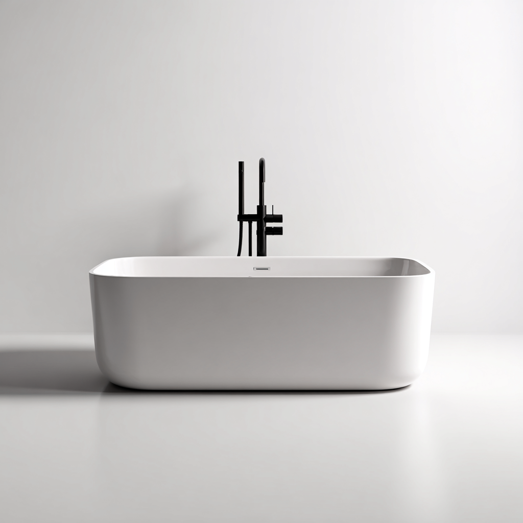 Baignoire autoportante acrylique 160x75x58 cm - blanc - design moderne - adaptée à la salle de bain-Warmthovae