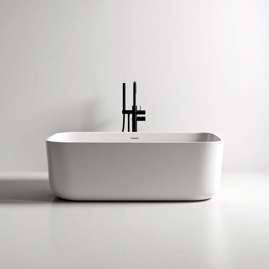 Baignoire autoportante acrylique 160x75x58 cm - blanc - design moderne - adaptée à la salle de bain-Warmthovae