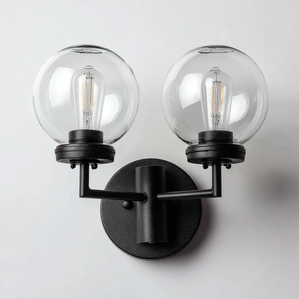 Applique murale métal-verre 28x16x22 cm - noir-translucide - style moderne éclairage mural-Warmthovae