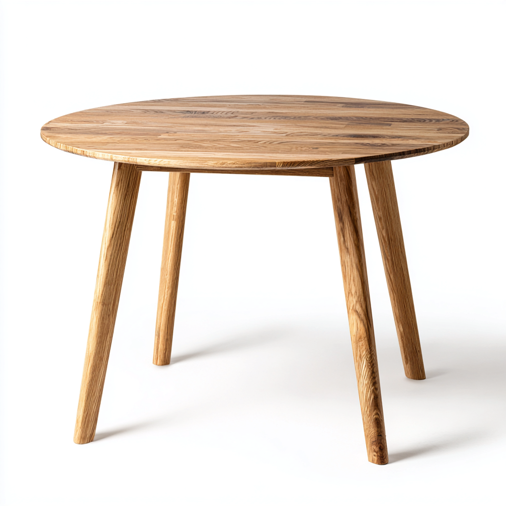 Table à manger ronde en bois massif 110x110x75 cm - bois naturel - style scandinave - adaptée pour salle à manger-Warmthovae