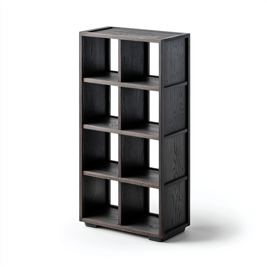 Bibliothèque en bois MDF 60x32x150 cm - noir - pour salon-bureau - design à compartiments ouverts-Warmthovae