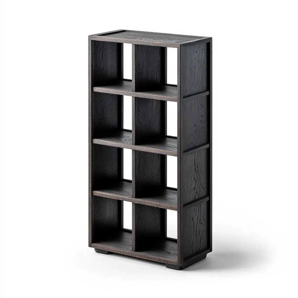 Bibliothèque en bois MDF 60x32x150 cm - noir - pour salon-bureau - design à compartiments ouverts-Warmthovae