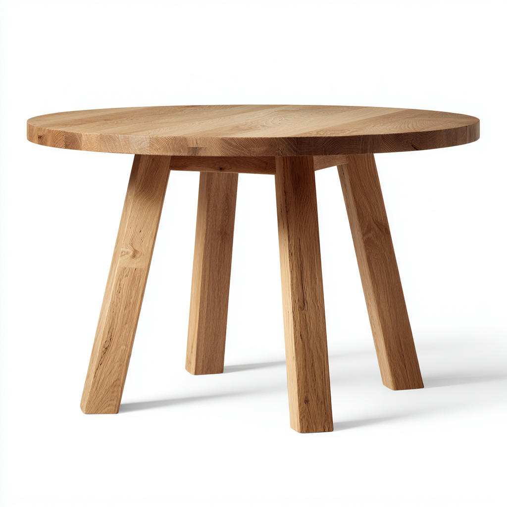 Table à manger ronde en bois massif 100x100x75 cm - bois naturel - style scandinave - adaptée pour salle à manger-Warmthovae