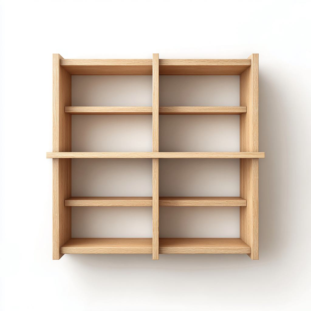 Bibliothèque murale en bois MDF 60x20x60 cm - chêne clair - rangement salon-bureau - design moderne-Warmthovae