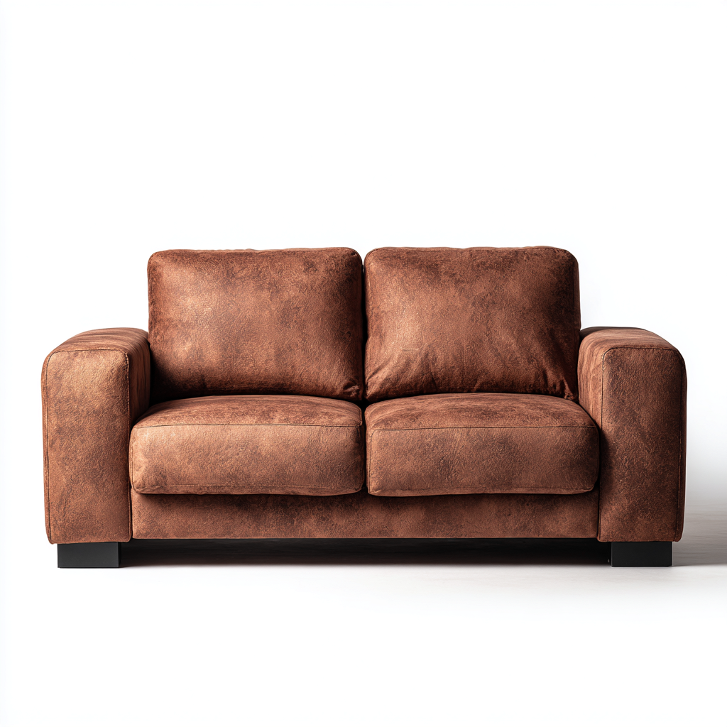 Canapé droit cuir véritable 160x85x90 cm - marron - design moderne - pour salon-Warmthovae