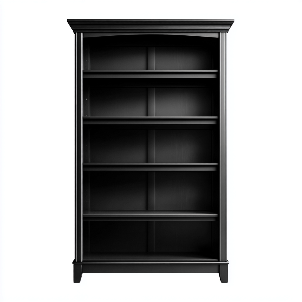 Bibliothèque en bois MDF 90x32x185 cm - noir - rangement salon-bureau - style classique-Warmthovae