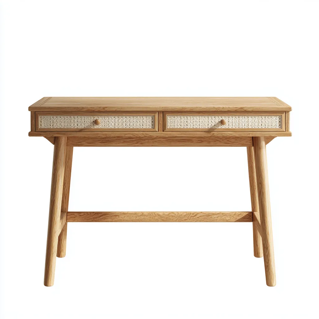 Bureau en bois - bois massif - 100x45x75 cm - couleur bois naturel - pour espace de travail - design moderne-Warmthovae