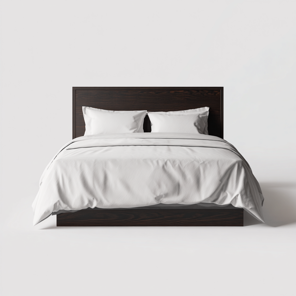 Lit double - bois - 200x180x100 cm - brun foncé - pour chambre - style moderne-Warmthovae