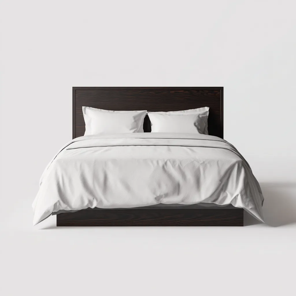 Lit double - bois - 200x180x100 cm - brun foncé - pour chambre - style moderne-Warmthovae