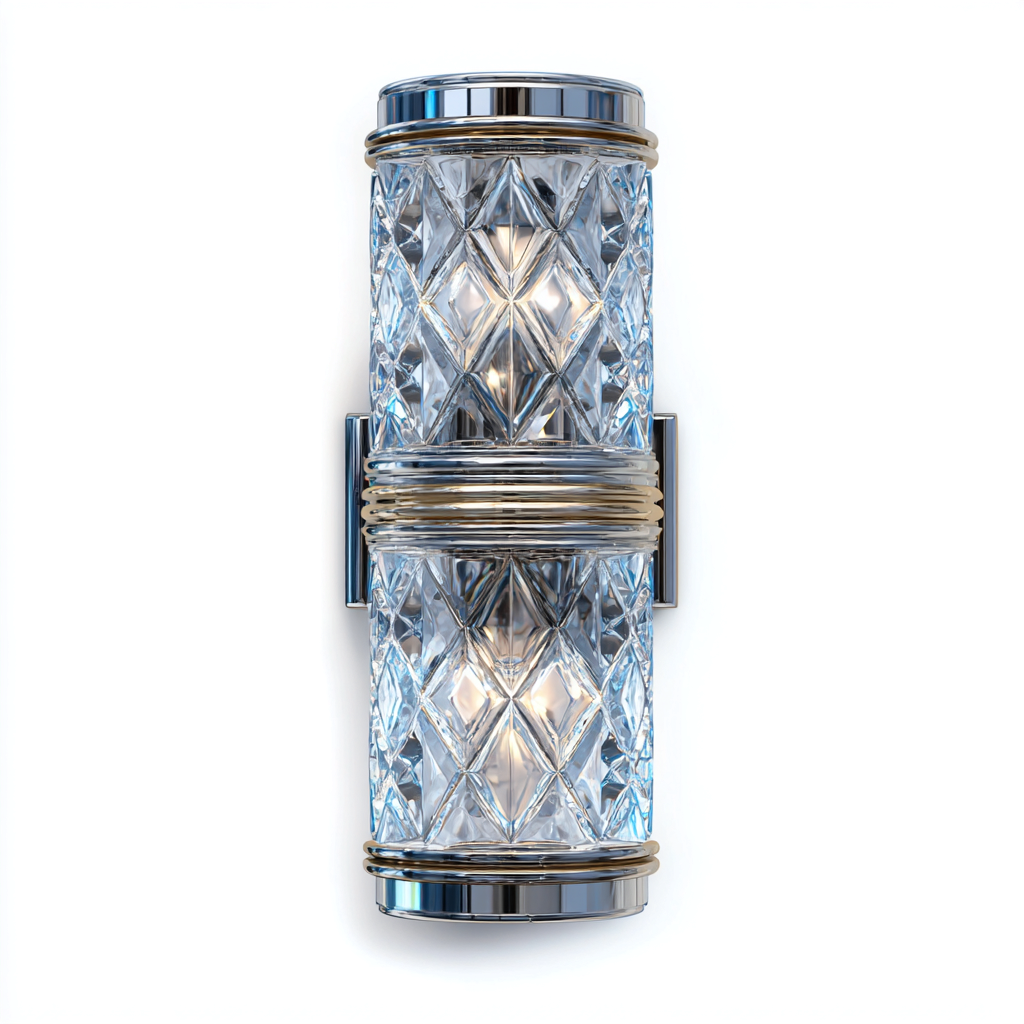 Applique murale métal-verre 13x12x34 cm - argent-translucide - style moderne éclairage mural-Warmthovae