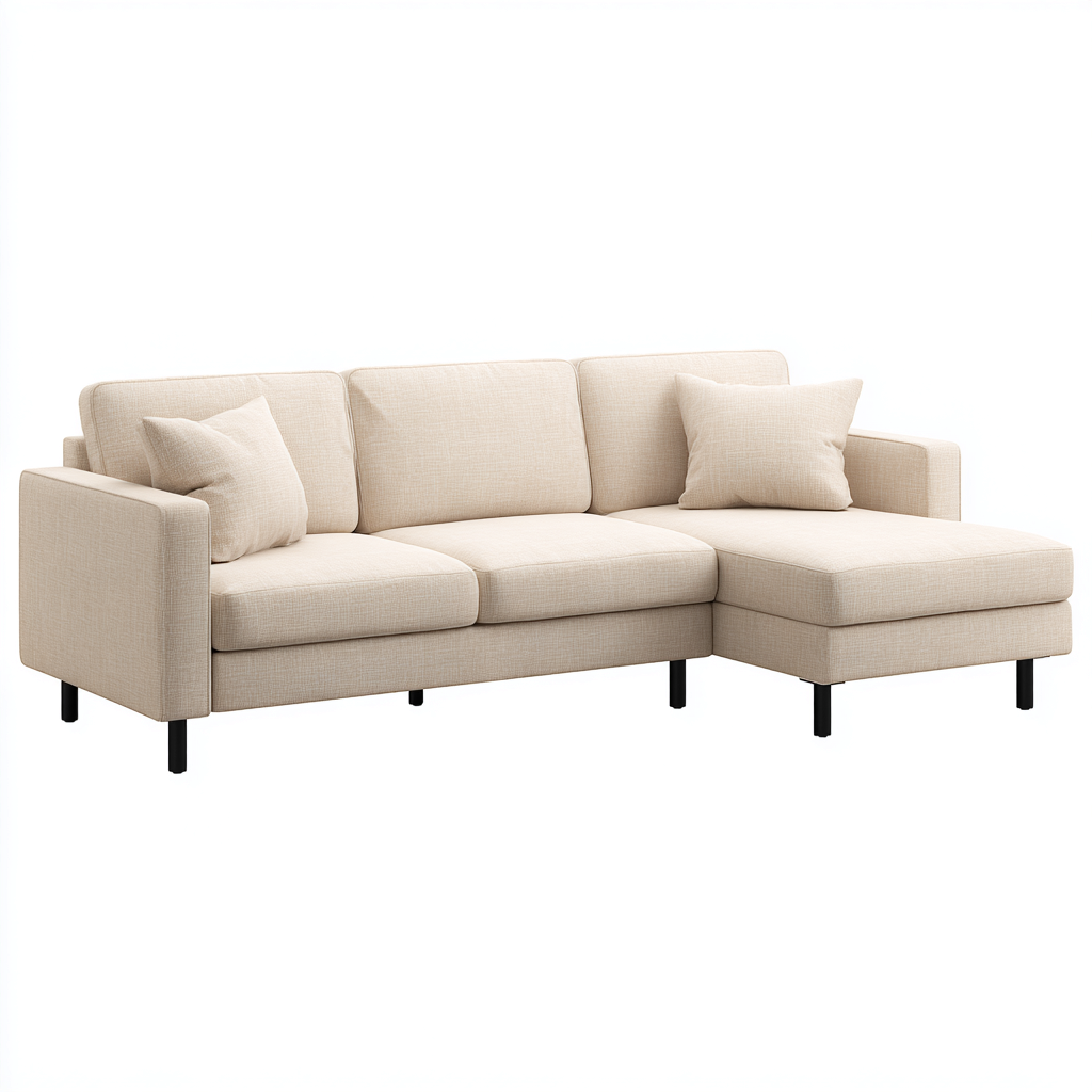 Canapé d'angle tissu 280x178x90 cm - beige - design moderne - adapté au salon-Warmthovae