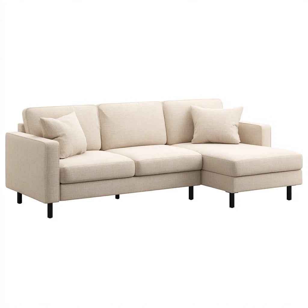 Canapé d'angle tissu 280x178x90 cm - beige - design moderne - adapté au salon-Warmthovae