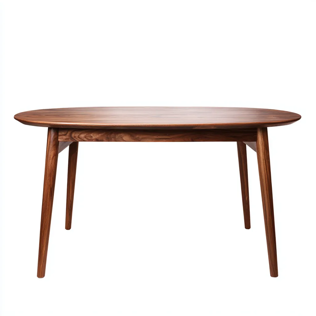 Table à manger ovale en bois massif 180x90x75 cm - noyer - style scandinave - adaptée pour salle à manger-Warmthovae