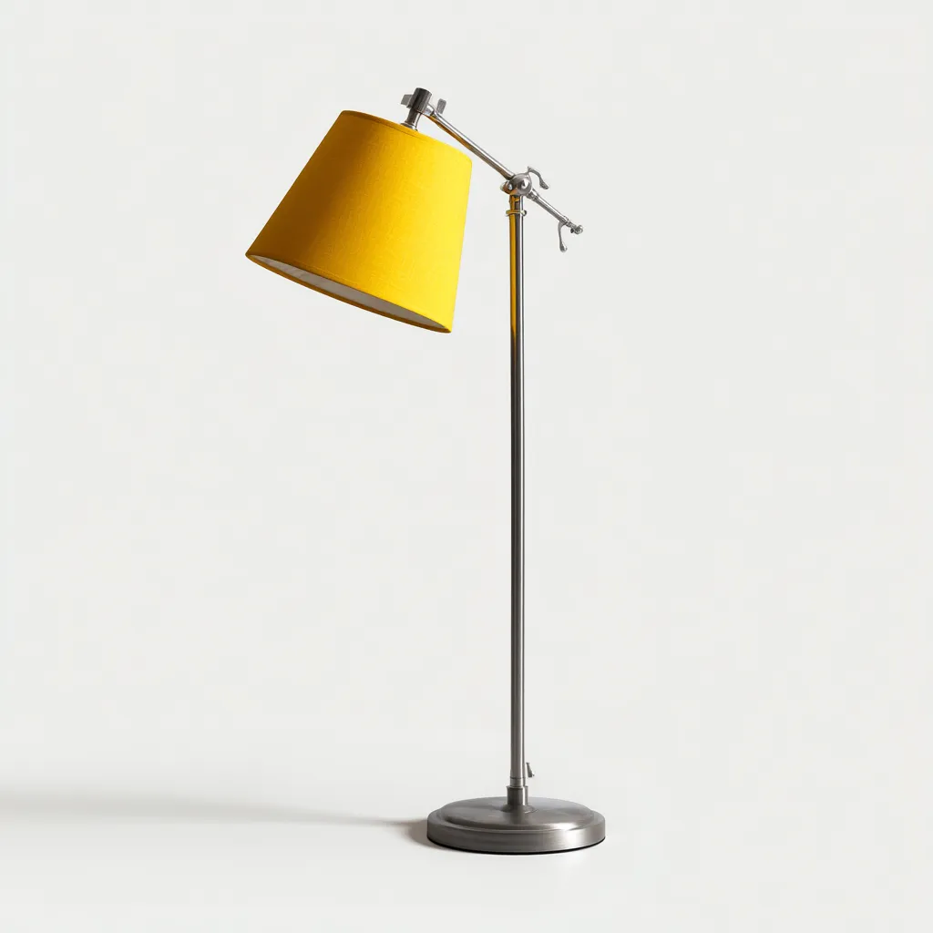 Lampadaire en métal avec abat-jour en tissu réglable 32x32x165 cm - jaune-argent - design moderne - idéal pour salon-chambre-Warmthovae