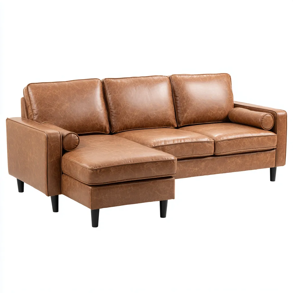 Canapé d'angle cuir 285x175x90 cm - marron - design moderne - adapté au salon-Warmthovae