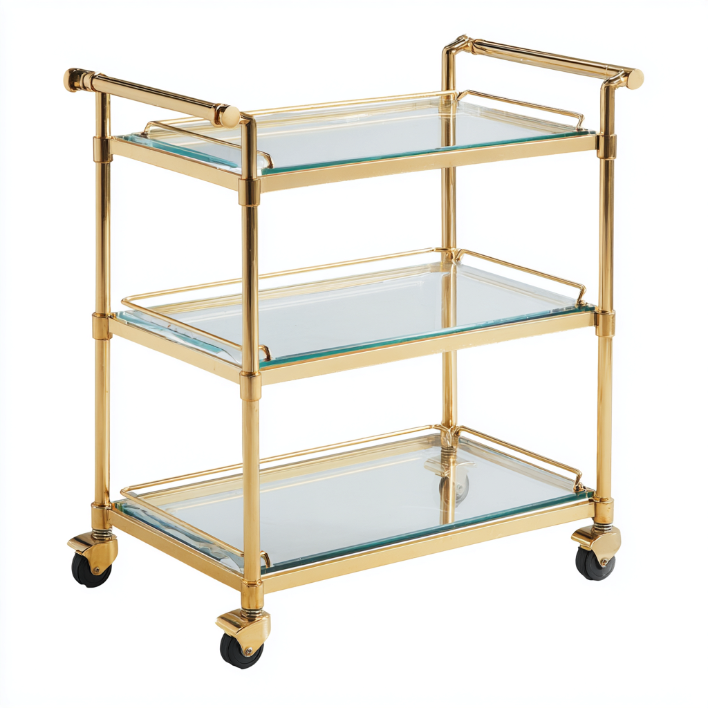 Dessertes et chariots métal-verre 72x40x85 cm - or - style moderne - adapté à la cuisine-Warmthovae