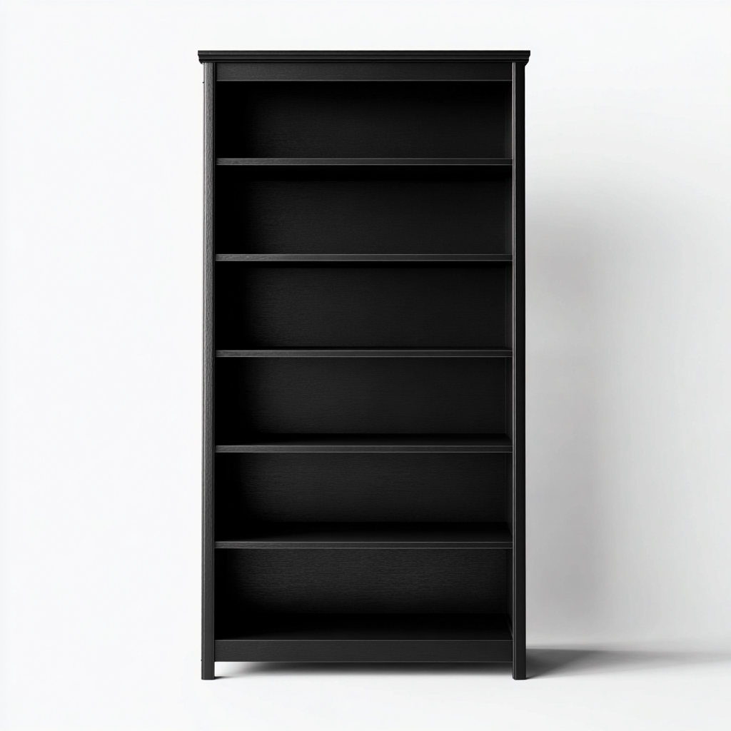 Bibliothèque en bois MDF 80x30x180 cm - noir - rangement salon-bureau - design moderne-Warmthovae