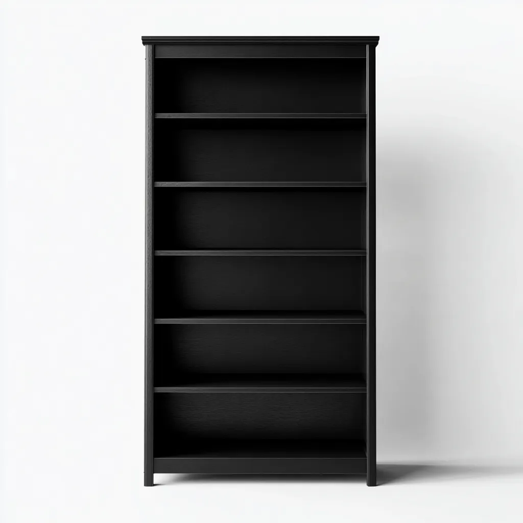 Bibliothèque en bois MDF 80x30x180 cm - noir - rangement salon-bureau - design moderne-Warmthovae