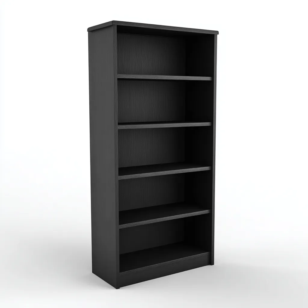 Bibliothèque en MDF 75x30x165 cm - noir - pour salon-bureau - design épuré à étagères ouvertes-Warmthovae