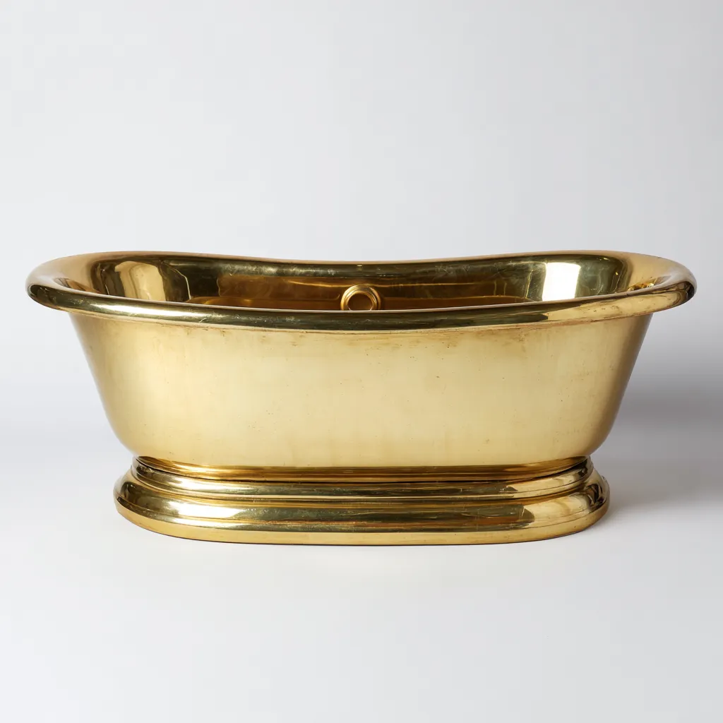 Baignoire laiton - 160x70x60 cm - jaune - design classique - adaptée à la salle de bain-Warmthovae