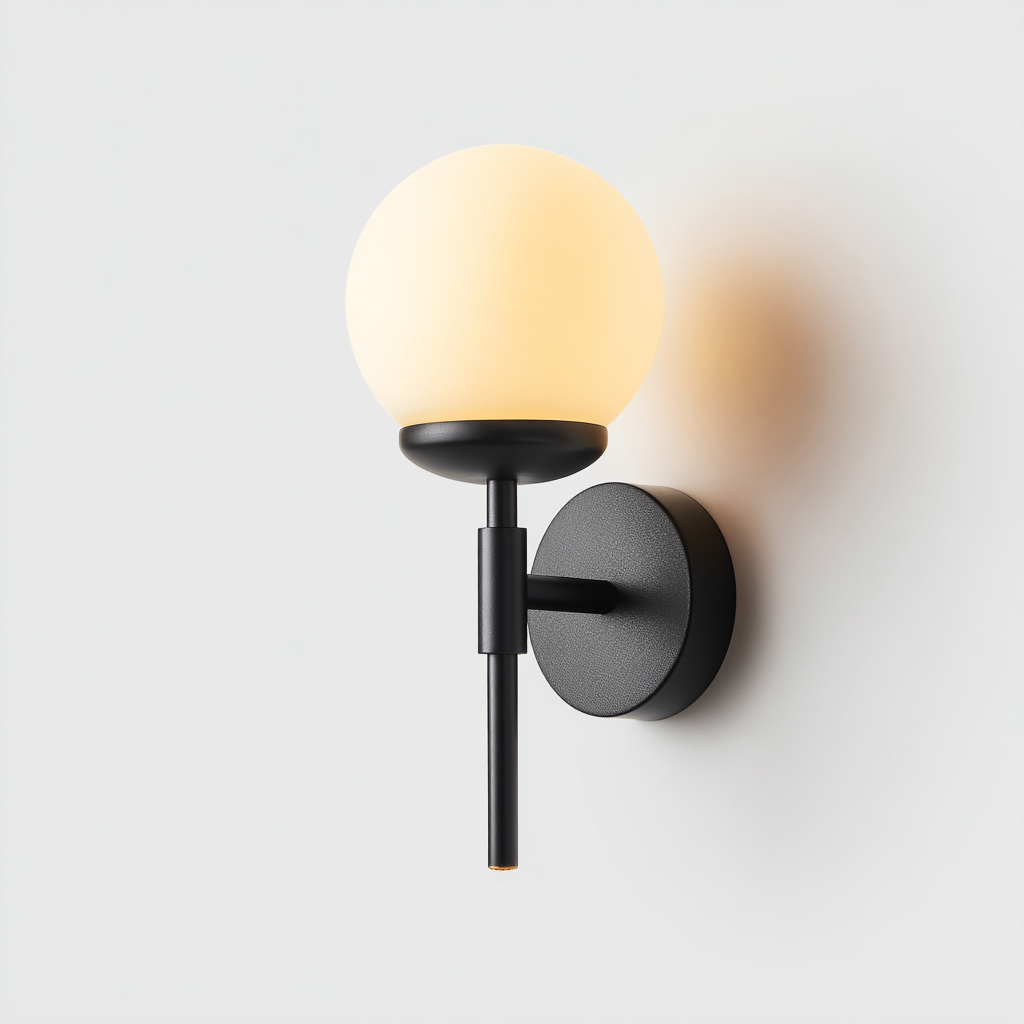 Applique murale métal-verre 15x12x28 cm - noir-blanc - style moderne - adaptée pour salon-chambre-Warmthovae