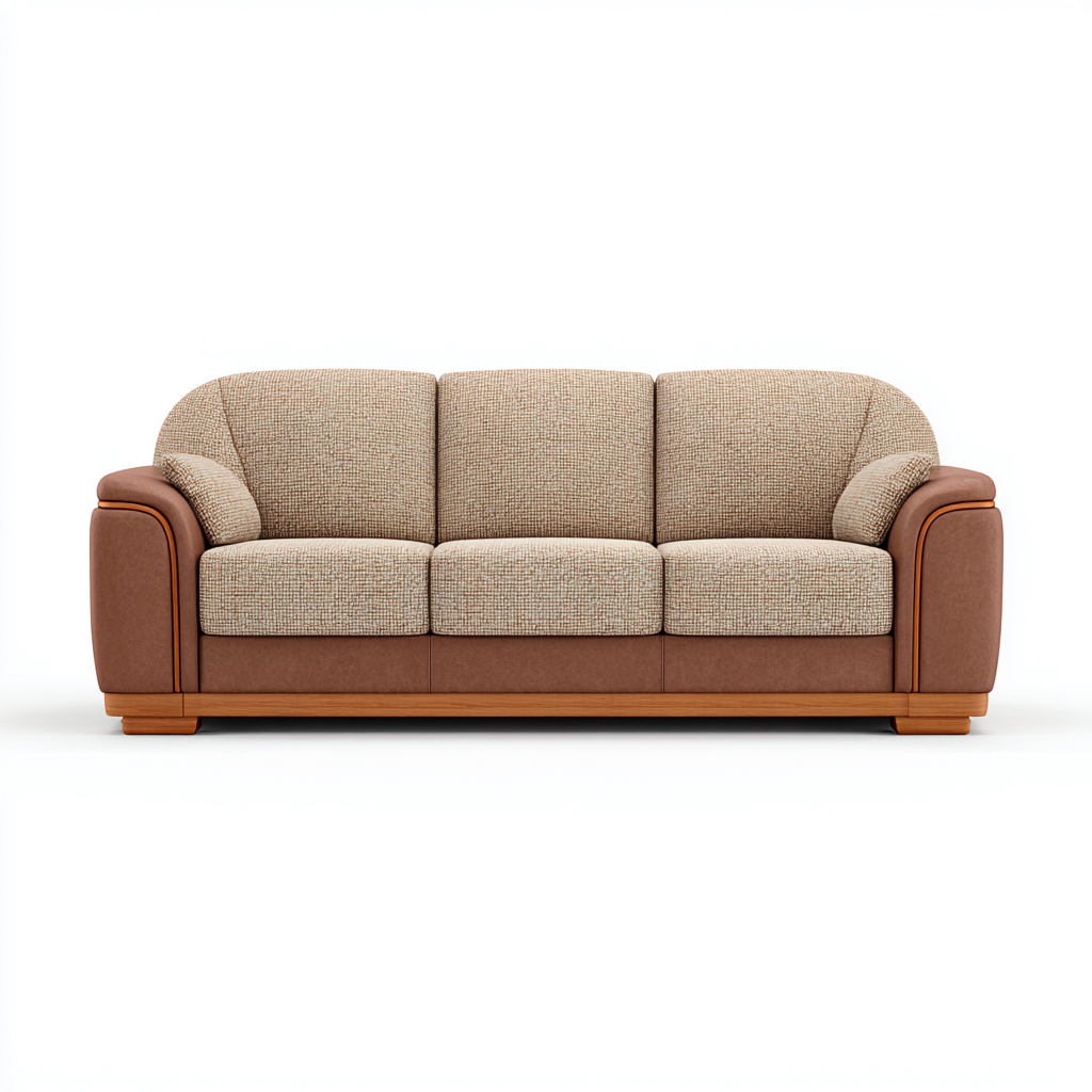 Canapé droit en tissu 200x90x95 cm - beige-marron - style moderne - pour salon-Warmthovae