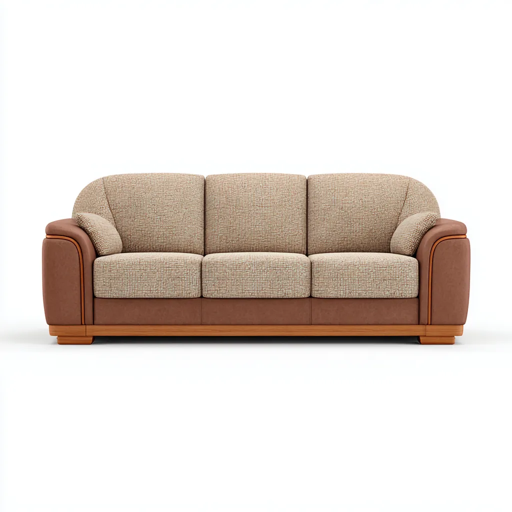 Canapé droit en tissu 200x90x95 cm - beige-marron - style moderne - pour salon-Warmthovae