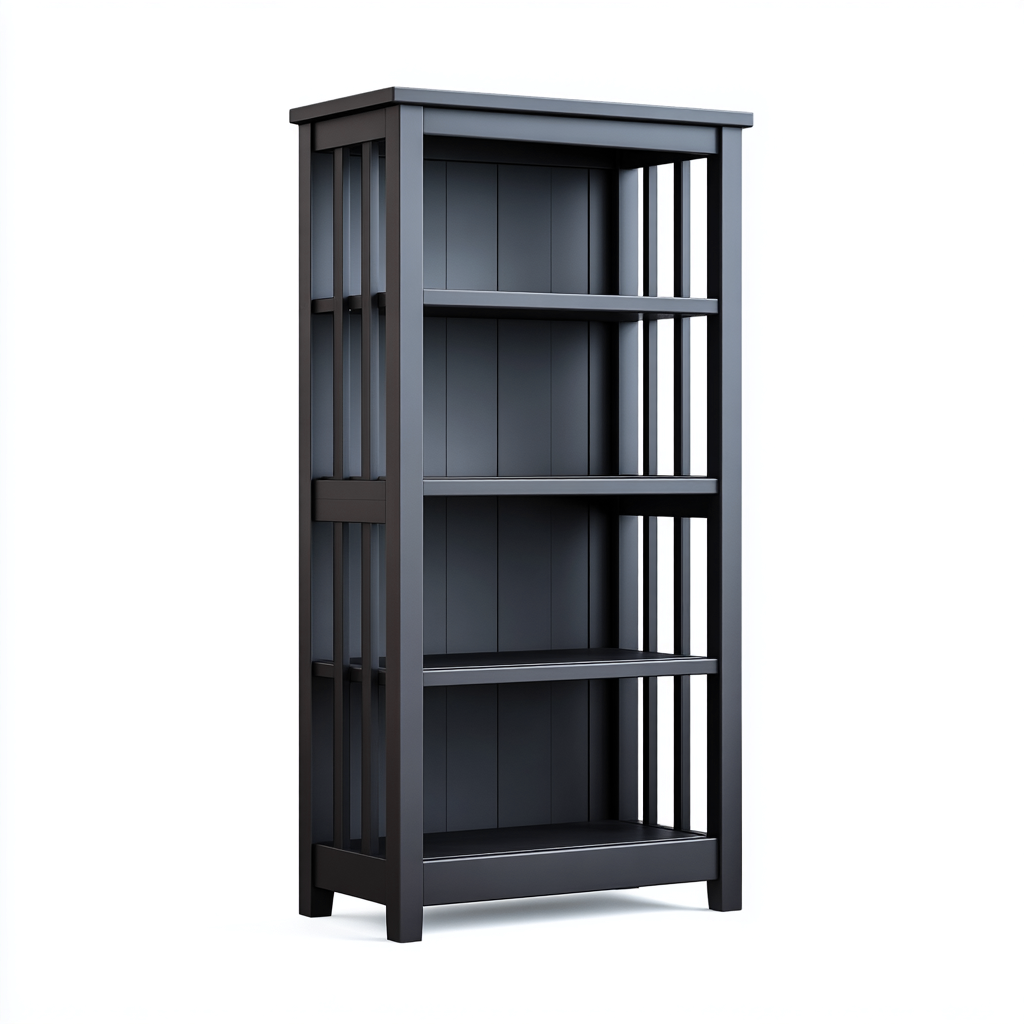 Bibliothèque en bois MDF 65x32x150 cm - noir - pour salon-bureau - design à montants verticaux ajourés-Warmthovae