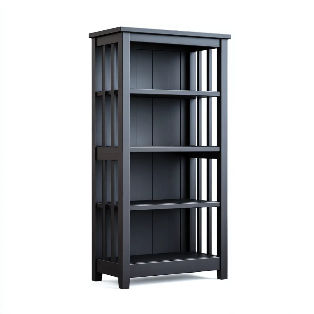 Bibliothèque en bois MDF 65x32x150 cm - noir - pour salon-bureau - design à montants verticaux ajourés-Warmthovae