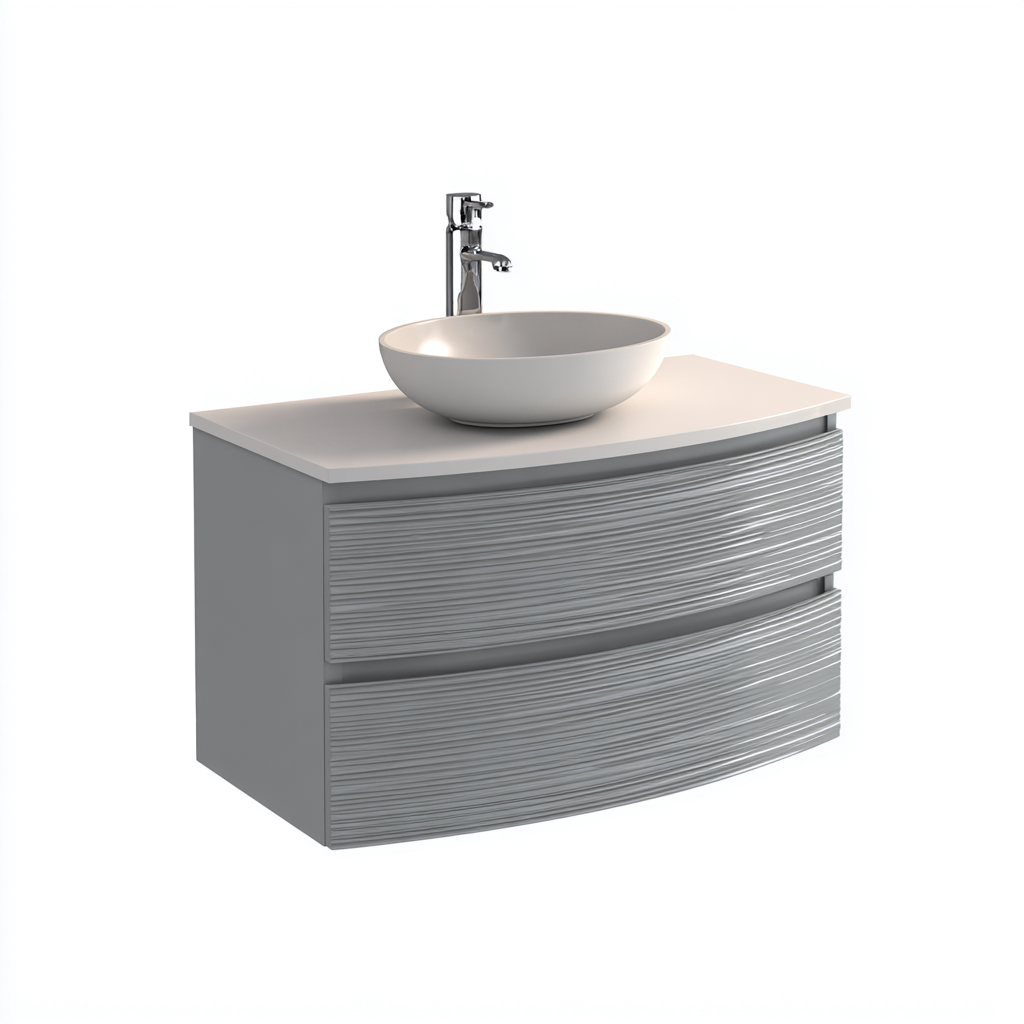 Meuble vasque suspendu 90x45x50 cm - gris - design moderne - adapté pour salle de bain-Warmthovae