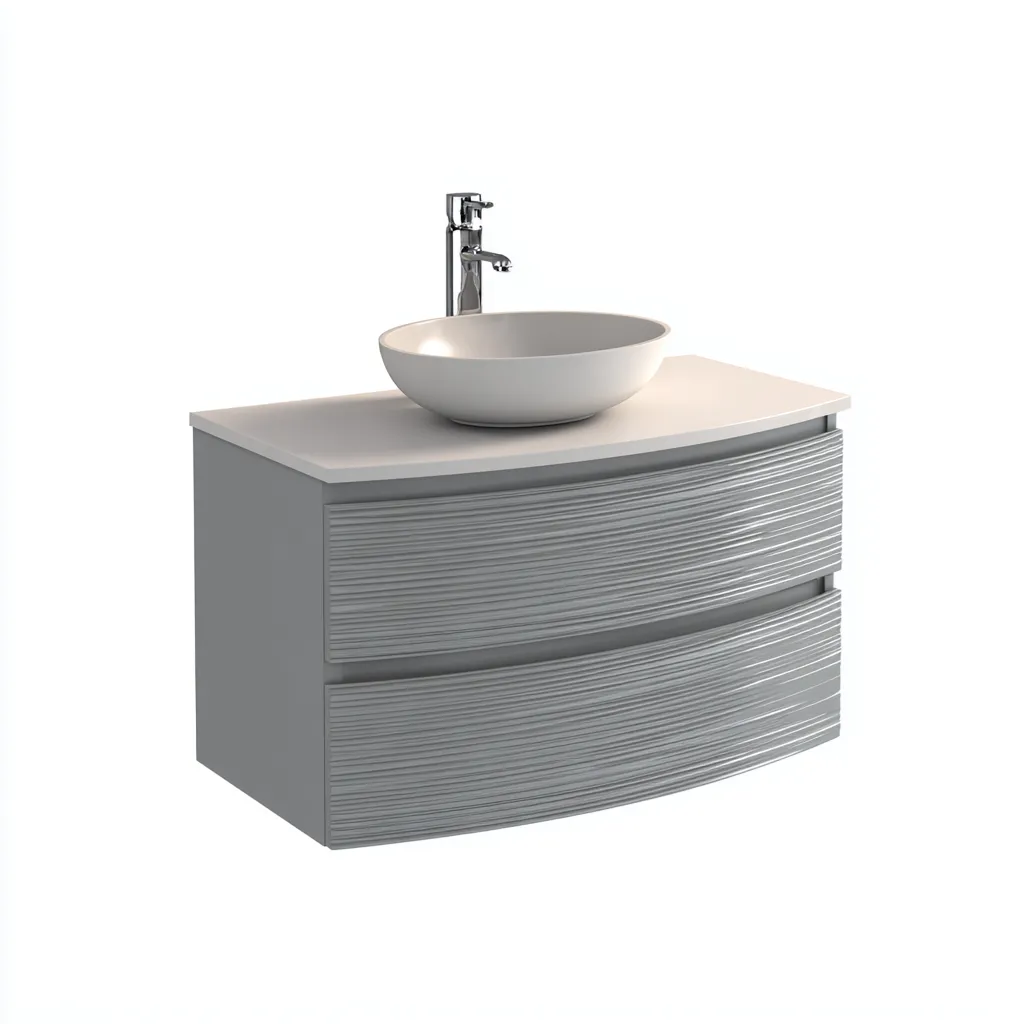 Meuble vasque suspendu 90x45x50 cm - gris - design moderne - adapté pour salle de bain-Warmthovae