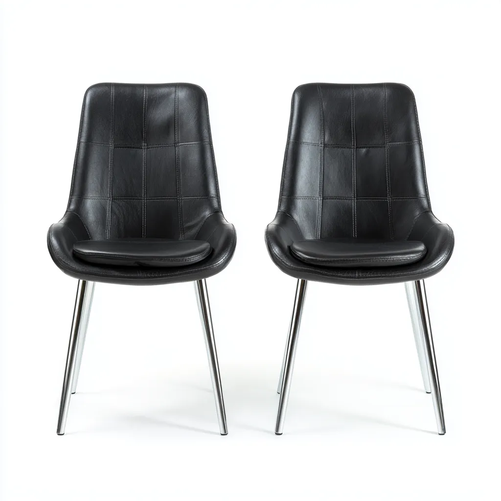 Chaise de salle à manger - similicuir-métal - 48x53x87 cm - noir - adaptée à la salle à manger - design contemporain-Warmthovae