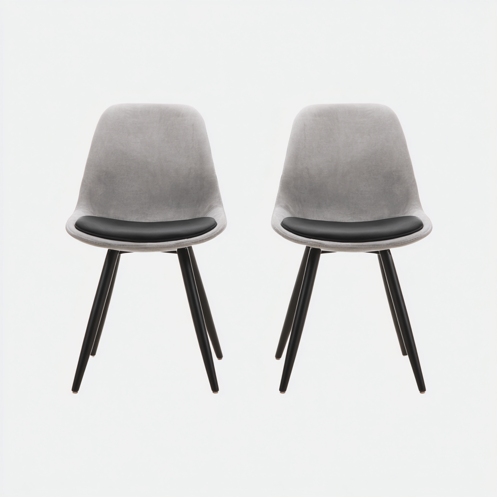 Chaise de salle à manger - velours-métal - 50x55x82 cm - gris-noir - adaptée à la salle à manger - design moderne-Warmthovae