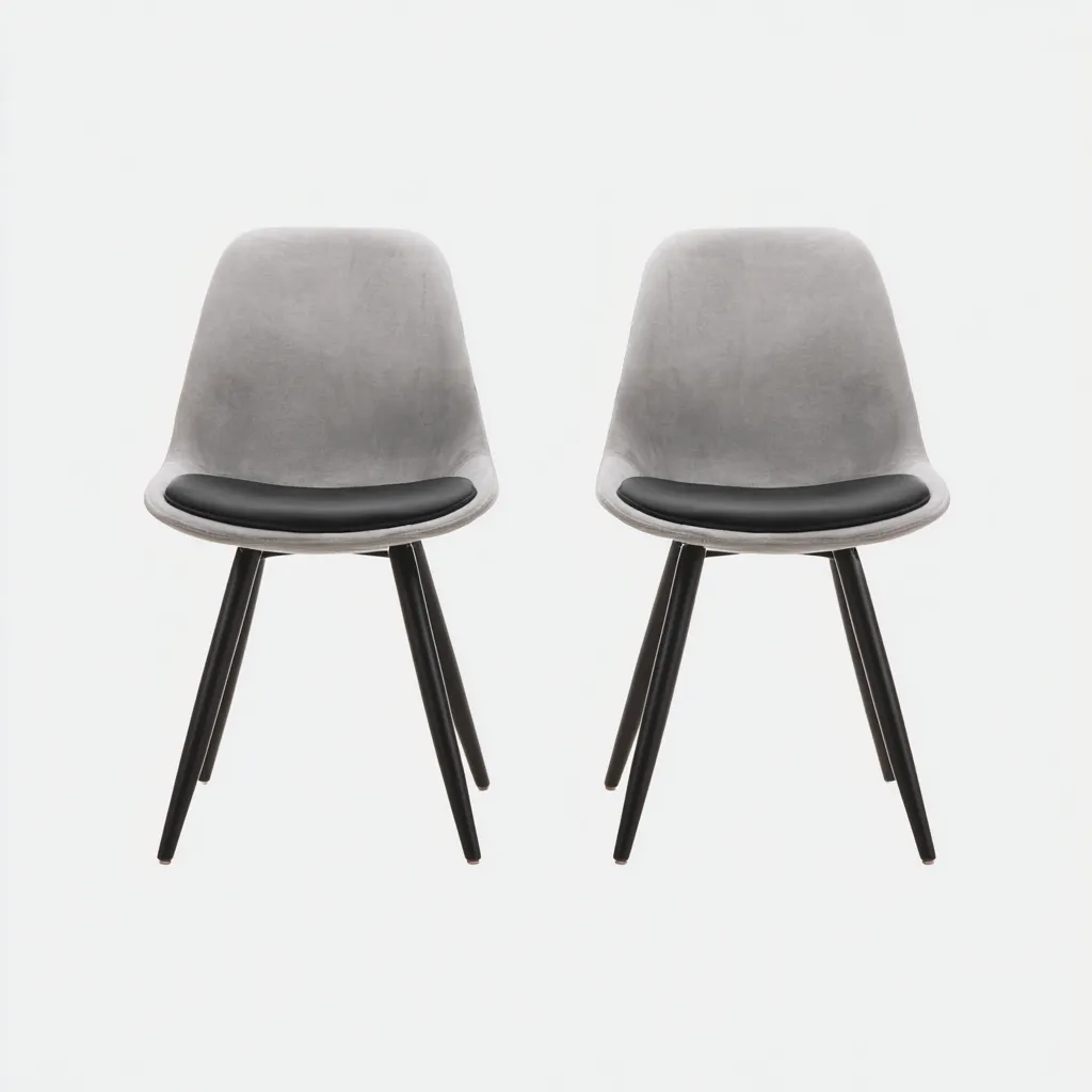 Chaise de salle à manger - velours-métal - 50x55x82 cm - gris-noir - adaptée à la salle à manger - design moderne-Warmthovae