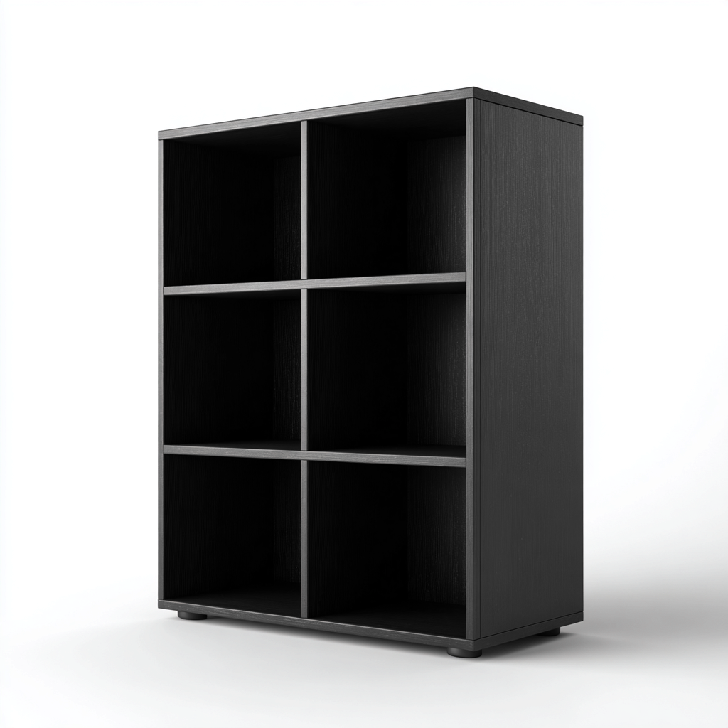 Bibliothèque en MDF 80x35x120 cm - noir - pour salon-bureau - design à casiers ouverts-Warmthovae